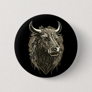 Bull Portrait Postcard 2 Inch Round Button
