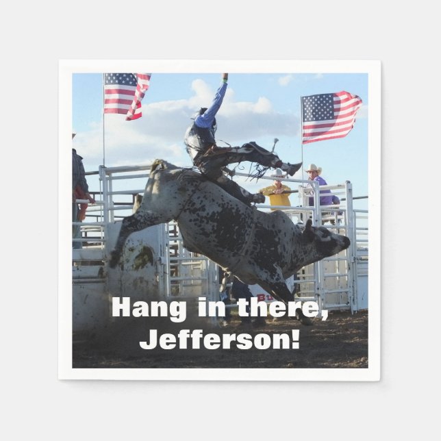 Bull Rider and Bucking Bull Rodeo Napkin (Front)