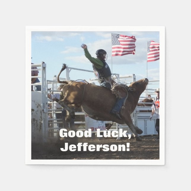 Bull Rider and Bucking Bull Rodeo Napkin (Front)