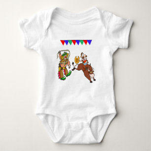Bull Rider And Rodeo Clown Cartoon Baby Bodysuit