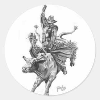 Bull Rider Classic Round Sticker