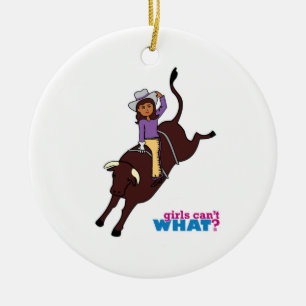 Bull Rider Dark Ceramic Ornament