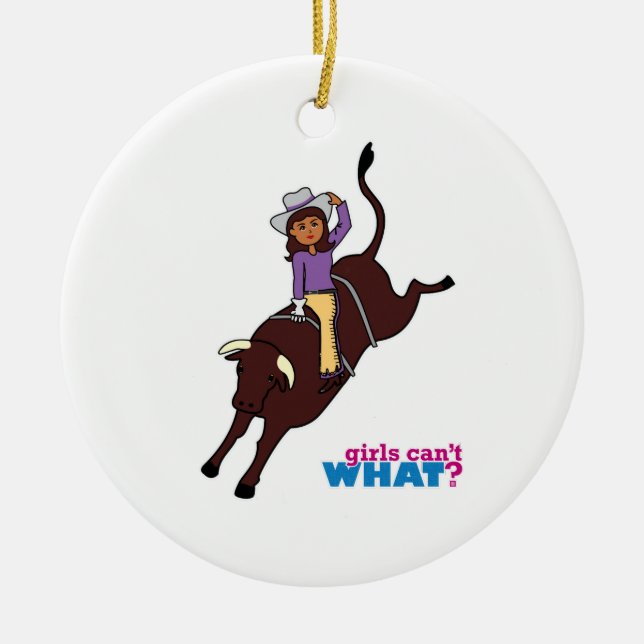 Bull Rider Dark Ceramic Ornament (Front)
