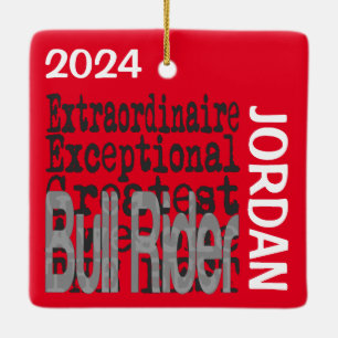Bull Rider Extraordinaire CUSTOM Ceramic Ornament