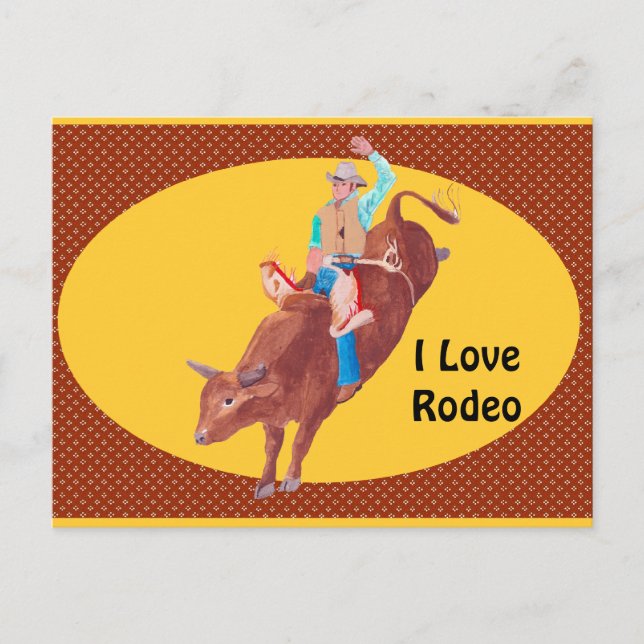 Bull Rider ~ I Love Rodeo Postcard (Front)