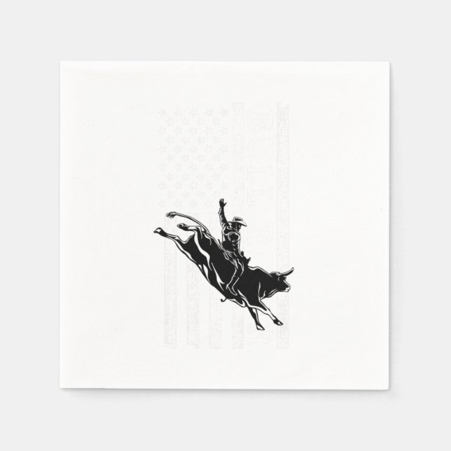 Bull Rider USA Flag Cowboy Rodeo Country Western G Napkin (Front)