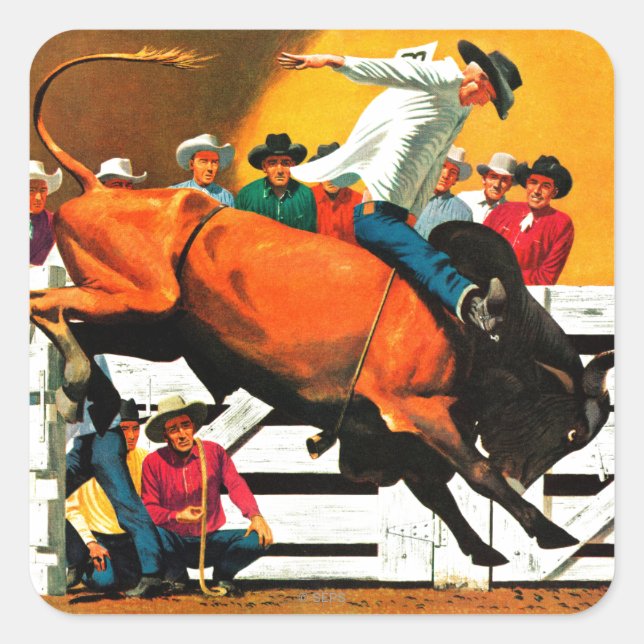 Bull Riding by Fred Ludekens Square Sticker (Front)