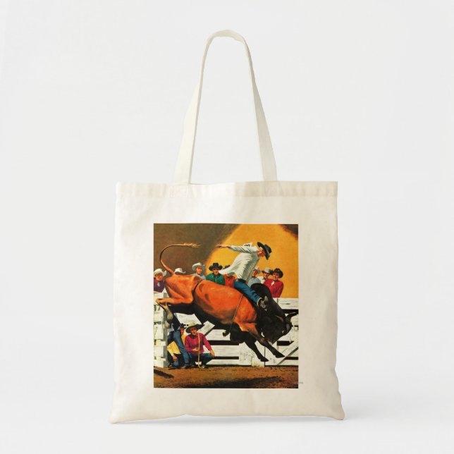 Bull Riding by Fred Ludekens Tote Bag (Front)