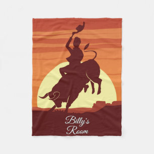 Bull Riding Cowboy Rodeo Personalized Fleece Blanket