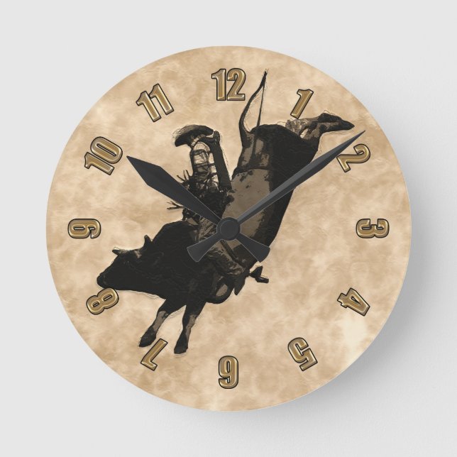 Bull Riding Hero- Rodeo Event   Round Clock (Front)
