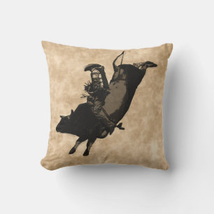 Bull Riding Hero- Rodeo Event  Throw Pillow