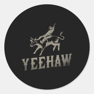 Bull Riding Horseback Riding Western Rodeo Yeehaw Classic Round Sticker