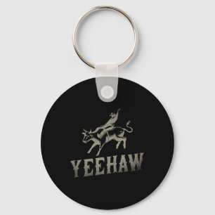 Bull Riding Horseback Riding Western Rodeo Yeehaw Keychain