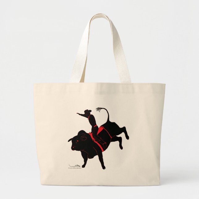 bull riding large tote bag (Front)