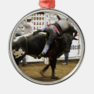 Bull Riding Metal Ornament