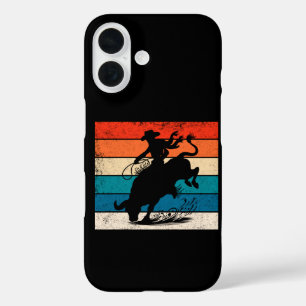 Bull Riding Rodeo Bull Riders Western Ranch Retro iPhone 16 Case