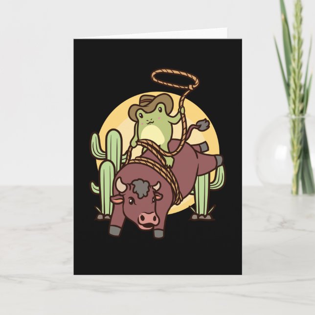Bull Riding Rodeo Frog Bull Rider Card (Front)