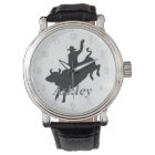Bull riding silhouette