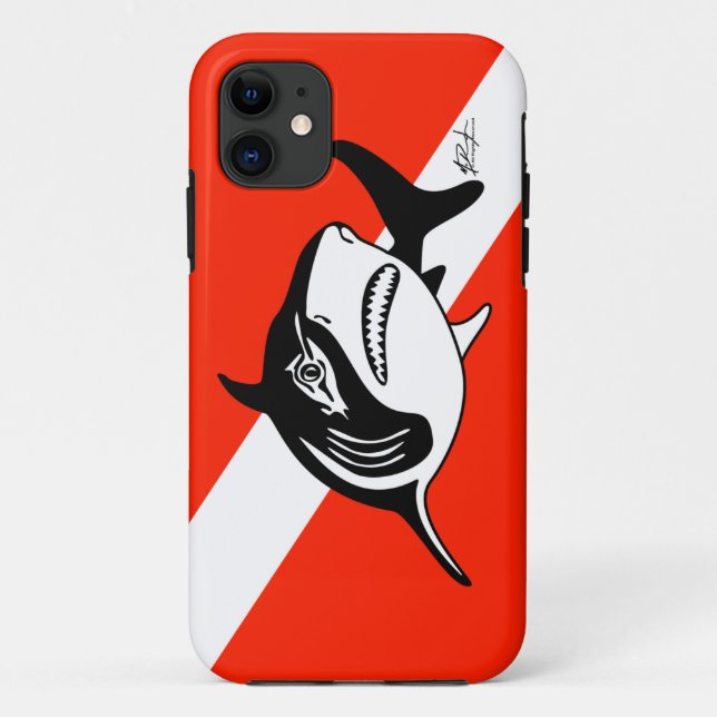 Bull Shark Dive Flag iPhone Case (Back)