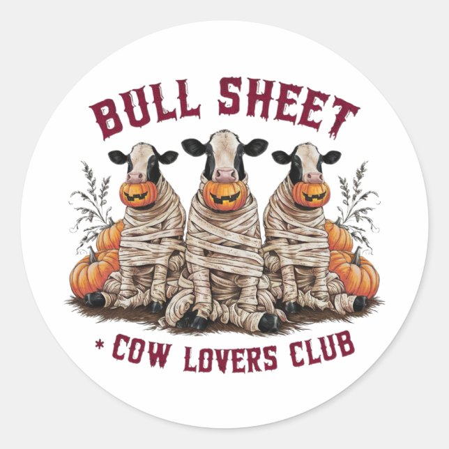 Bull sheet,Cow Lovers Club Classic Round Sticker (Front)