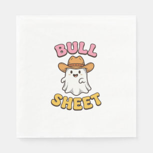 Bull Sheet Cute Ghost Cowboy Vintage Funny T-Shirt Napkin