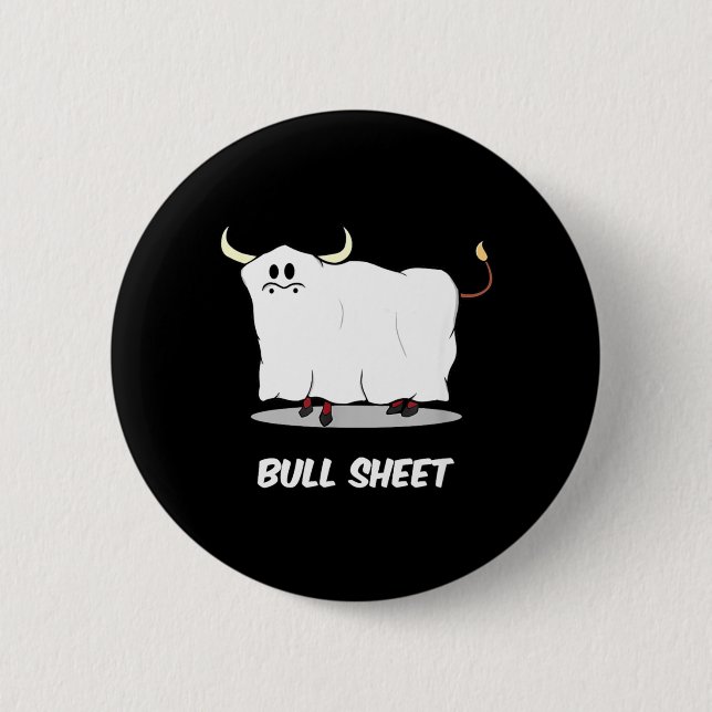 Bull Sheet Ghost Funny Halloween 2 Inch Round Button (Front)