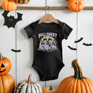 Bull Sheet moo Funny bulls  Happy Halloween  Baby Bodysuit