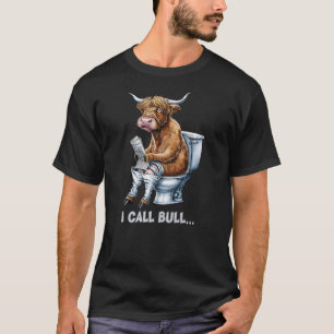 Bull Sitting on the Toilet Reading Newspaper Funny T-Shirt