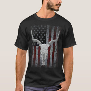 Bull Skull American Flag Cow Skull Western Graphic T-Shirt