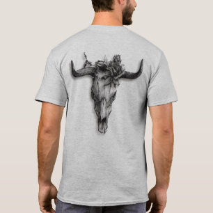 Bull Skull and Rose (Back) T-Shirt