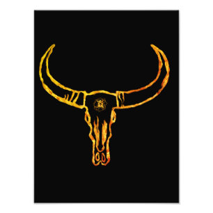 Bull Skull Blossom Photo Print