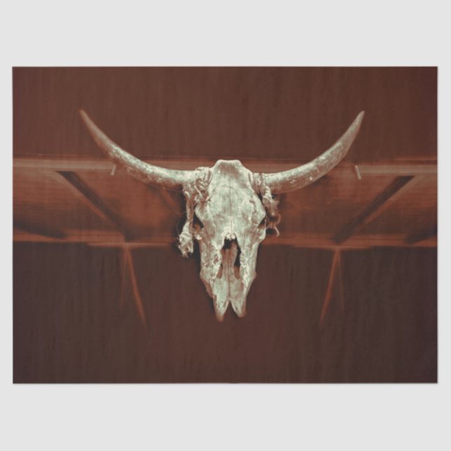 Bull Skull Brown Rustic Country Western Farm Tissue Paper (Front)