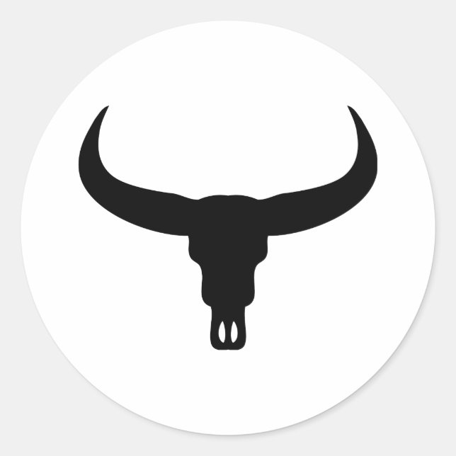bull skull classic round sticker (Front)