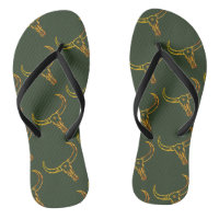 Bull Skull Gold Flip Flops