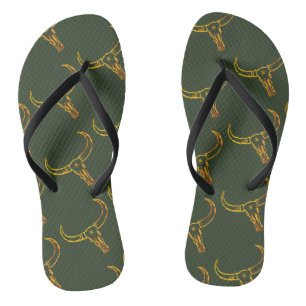 Bull Skull Gold  Flip Flops