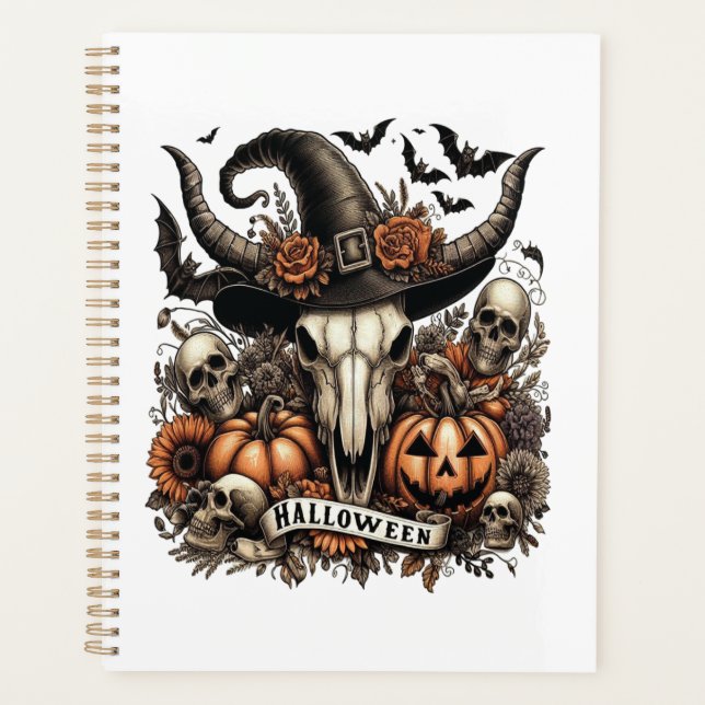 Bull Skull Halloween Cow Planner (Front)