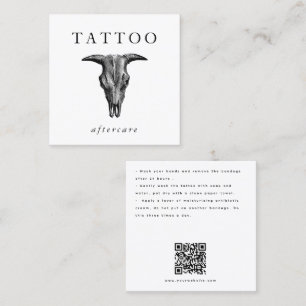 Bull Skull Tattoo Aftercare Instructions QR Code Square Business Card