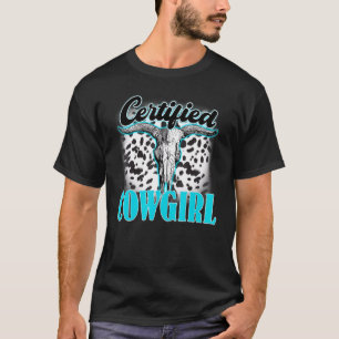 Bull Skull Turquoise Leopard Certified Cowgirl Wes T-Shirt