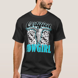 Bull Skull Turquoise Leopard Certified Cowgirl Wes T-Shirt