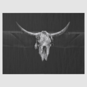 Bull Skull Western Black And White Rustic Country Tissue Paper