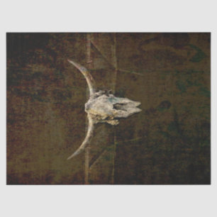 Bull Skull Western Country Brown Old Rustic Grunge Tissue Paper