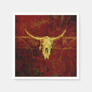Bull Skull Western Country Brown Rustic Grunge Art Napkin