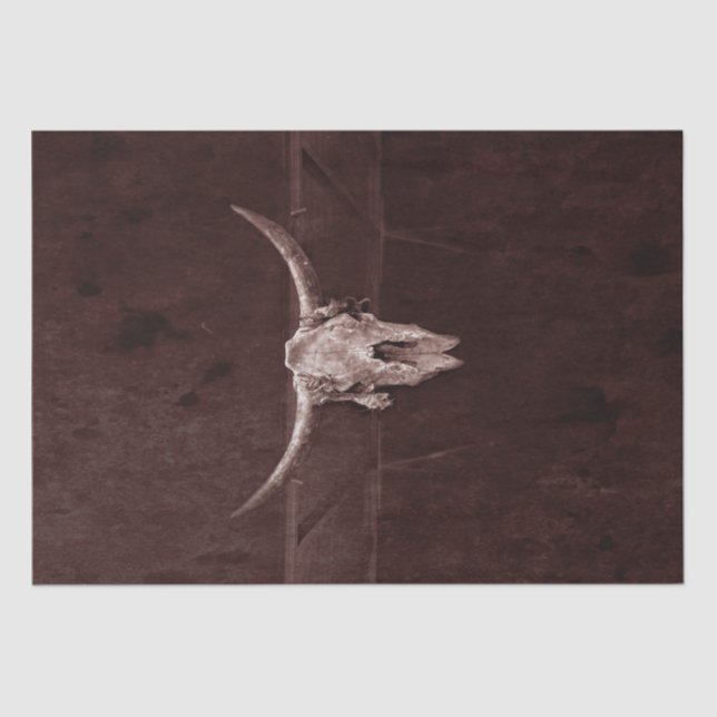 Bull Skull Western Country Cowboy Brown Rustic Tissue Paper (Front)