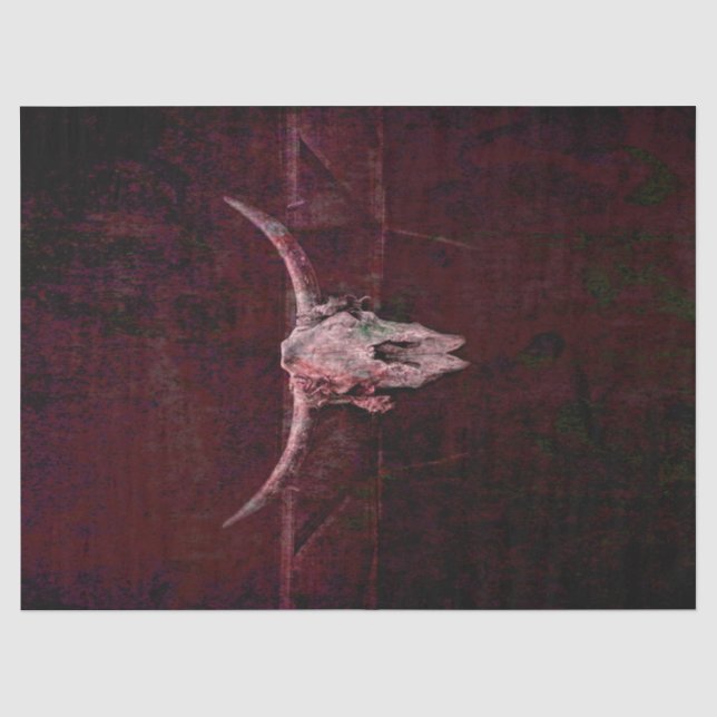 Bull Skull Western Country Red Brown Old Rustic Tissue Paper (Front)