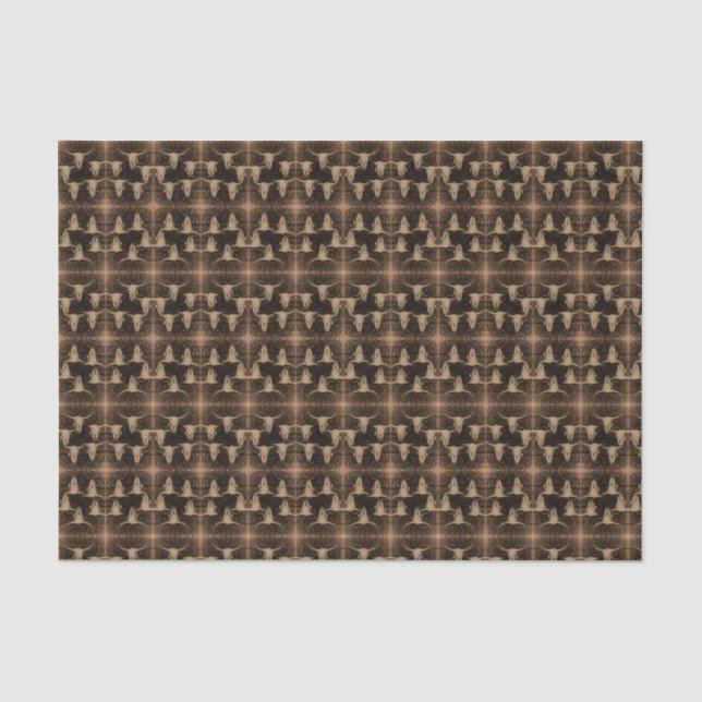 Bull Skull Western Country Sepia Brown Pattern Tissue Paper (Front)