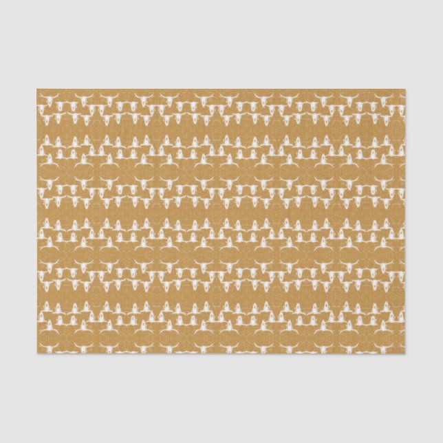 Bull Skulls Elegant White Gold Glitter Pattern Tissue Paper (Front)