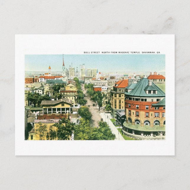 Bull Street, Savannah, Georgia Postcard (Front)