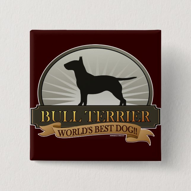 Bull Terrier 2 Inch Square Button (Front)