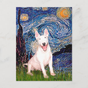 Bull Terrier 4 - Starry Night (Vert) Postcard
