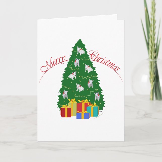 Bull Terrier Agility T-Shirt Holiday Card (Front)